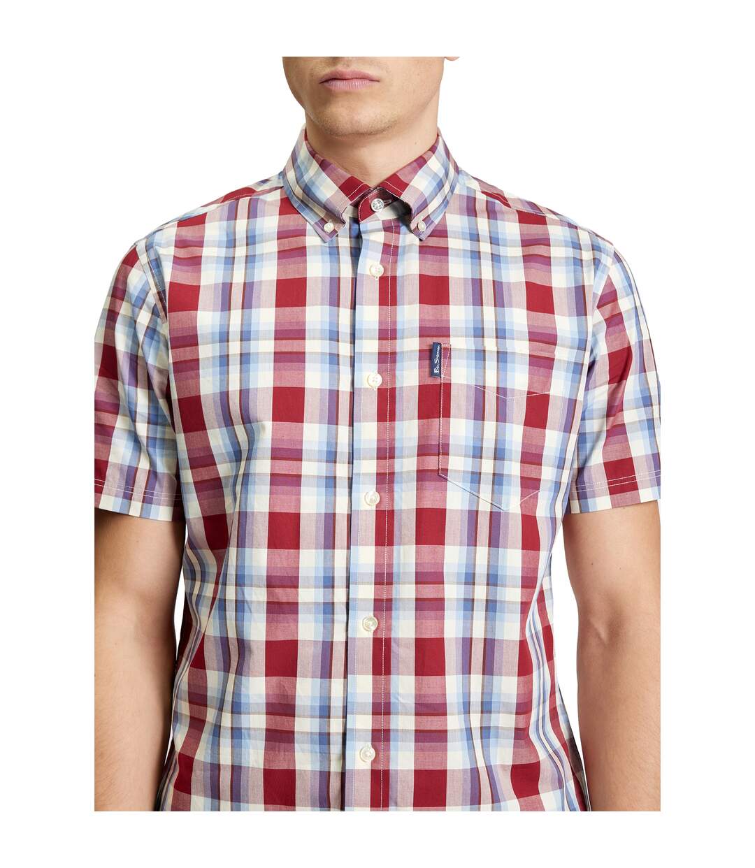 Mens Classic Checked Shirt Bordeaux Ben Sherman-4