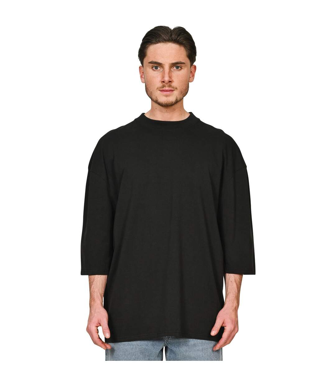 Unisex adult tall oversized half-sleeved t-shirt black Casual Classics-4