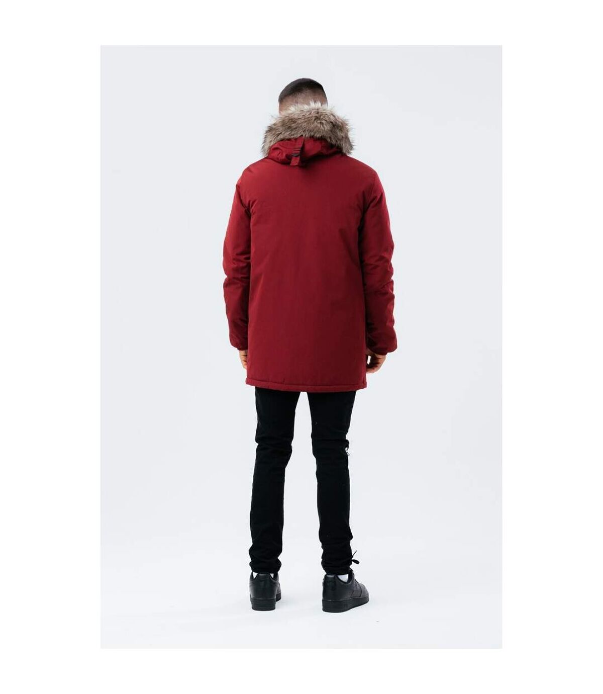 Hype Parka Luxe Longline pour hommes (Bourgogne) - UTHY6868