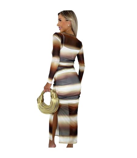 Robe Mi-longue Motif/style Ombré Femme Marron AX Paris