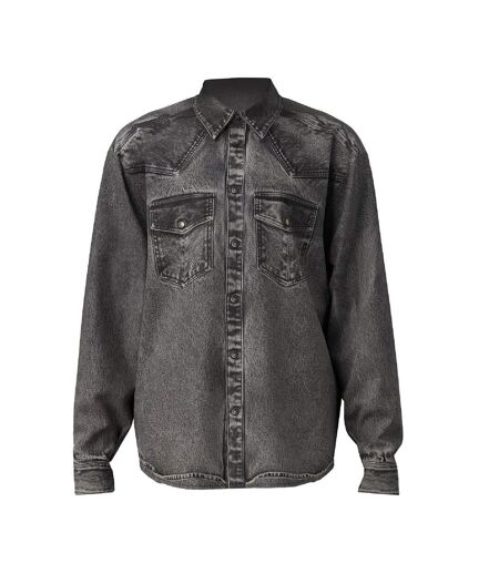 Mens Gils Denim Shirt Black Grey Diesel