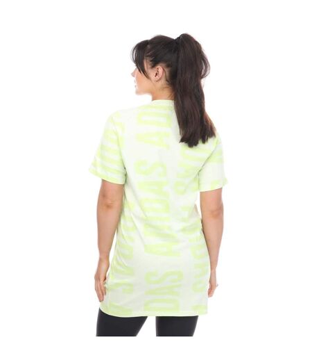 Womens/ladies essentials all-over print t-shirt lime Adidas