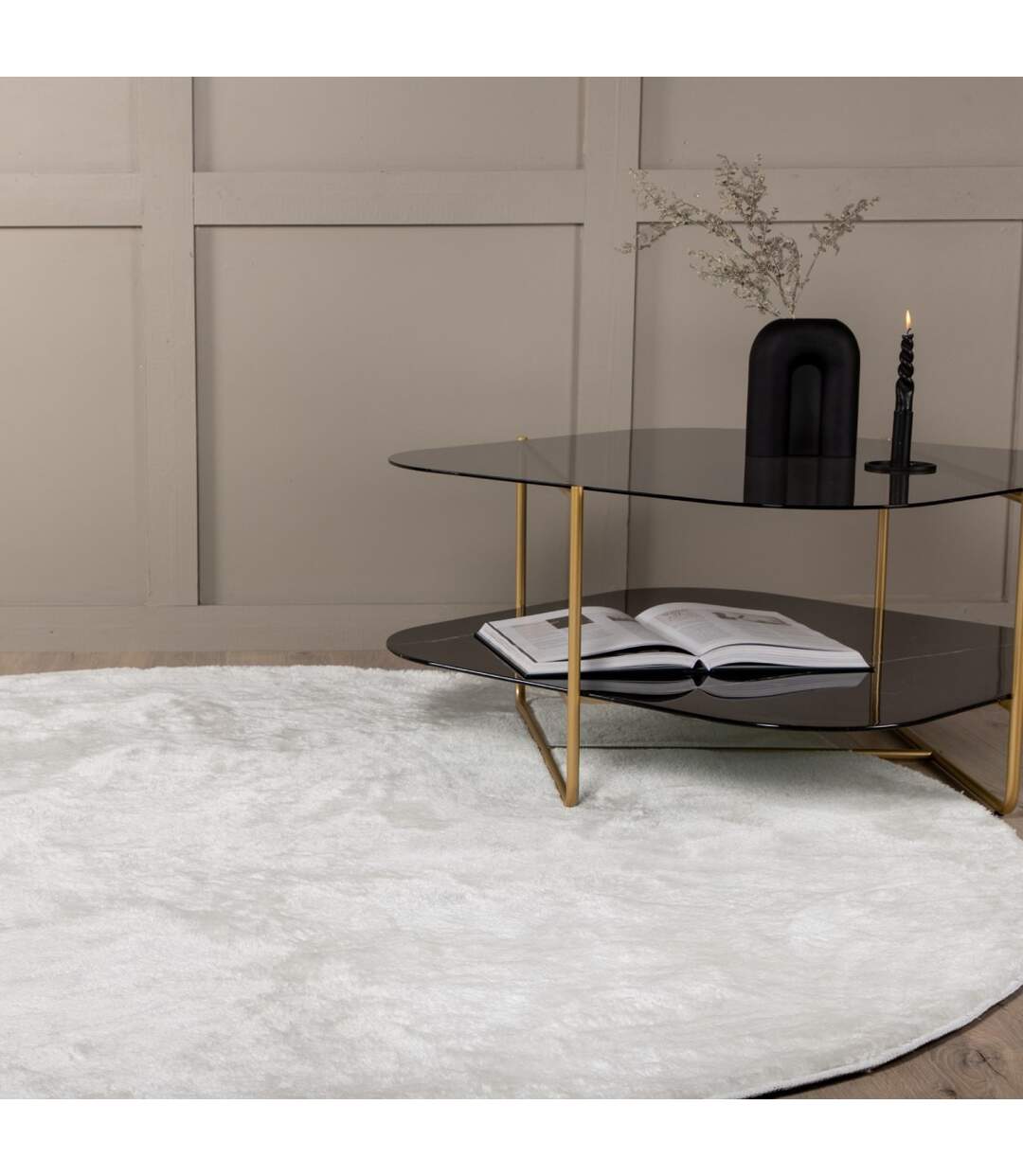 Tapis Rond Uni Blanca 200cm Blanc-3