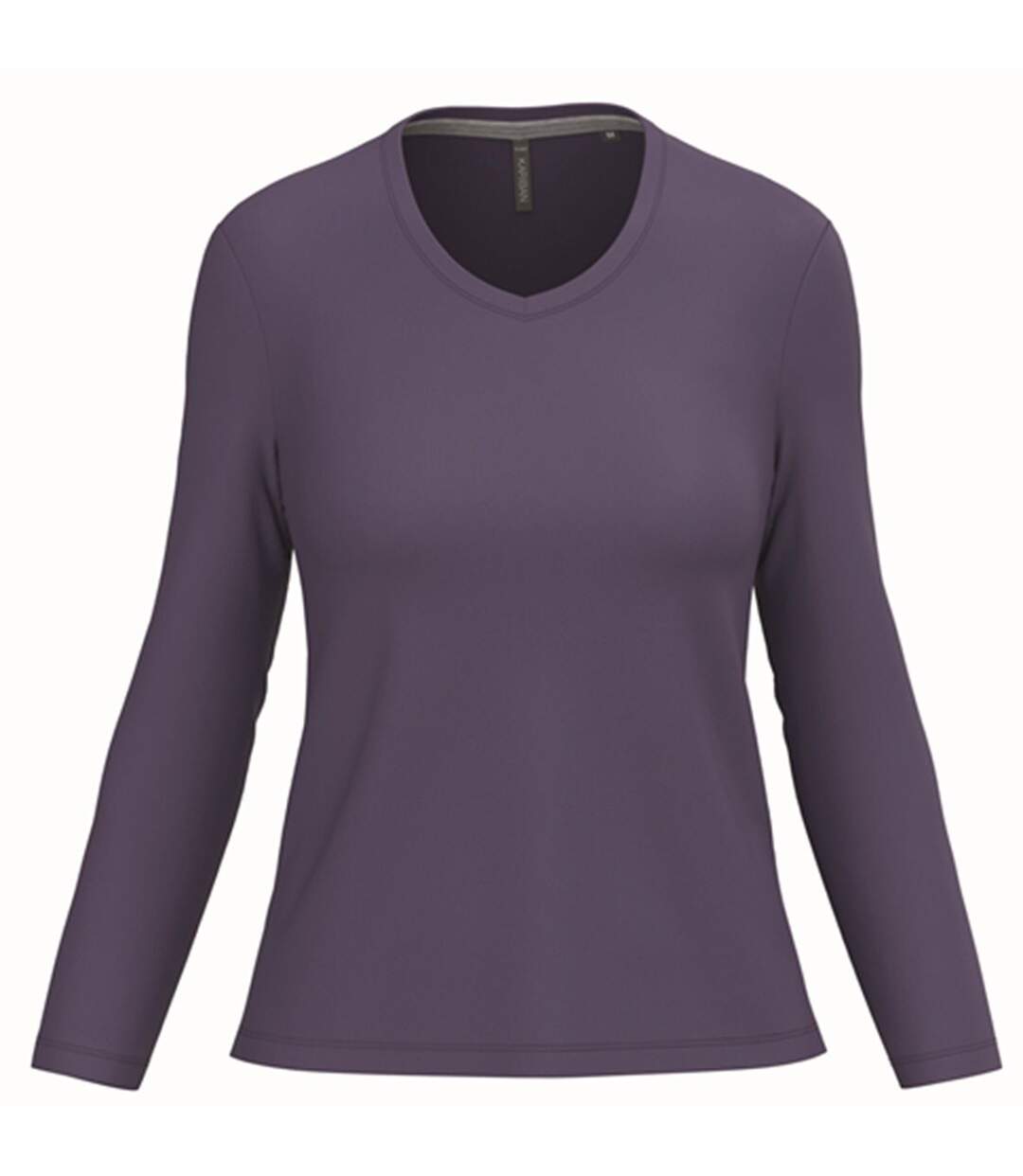 T-shirt manches longues col V - Femme - K382 - violet-1