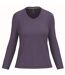 T-shirt manches longues col V - Femme - K382 - violet-1