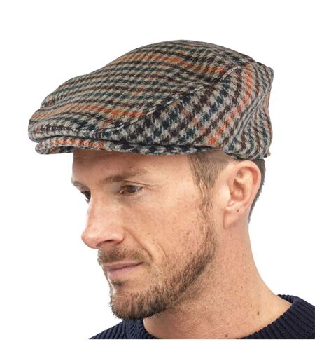 Mens Traditional Tweed Design Checked Flat Cap