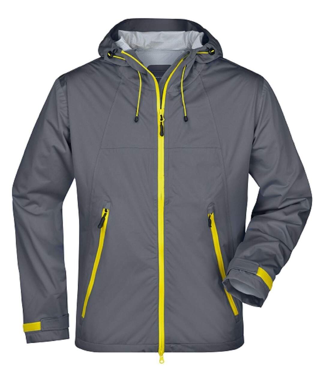 Veste softshell à capuche - Homme - JN1098 - gris fer et jaune