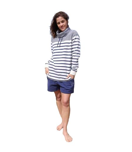 Womens/ladies Striped Drawstring Sweatshirt Twilight Lazy Jacks