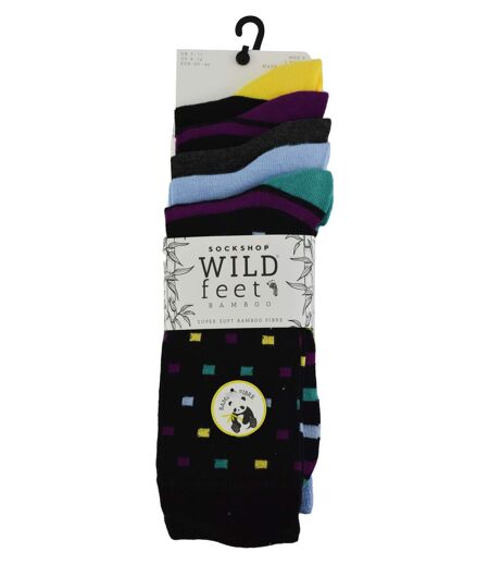 Wild Feet - 5 Pk Mens Striped & Spots Bamboo Socks