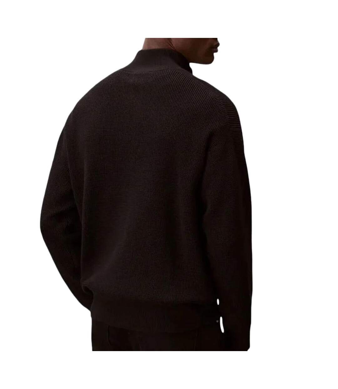 Sweat noir homme calvin klein jeans waffle-2