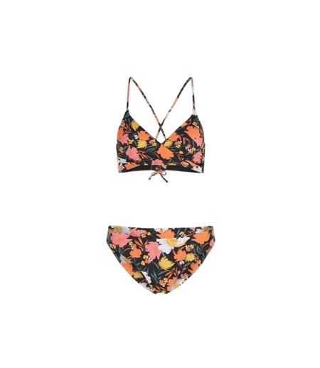 Ensemble Maillot De Bain 2 Pièces Motif/style Fleurs Baay Maoi Femme Noir Orange O´Neill