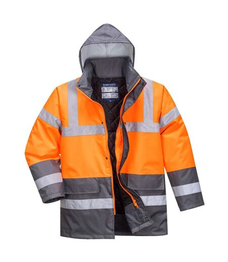 Portwest Mens Contrast Hi-Vis Safety Traffic Jacket (Orange/Gray) - UTPW816