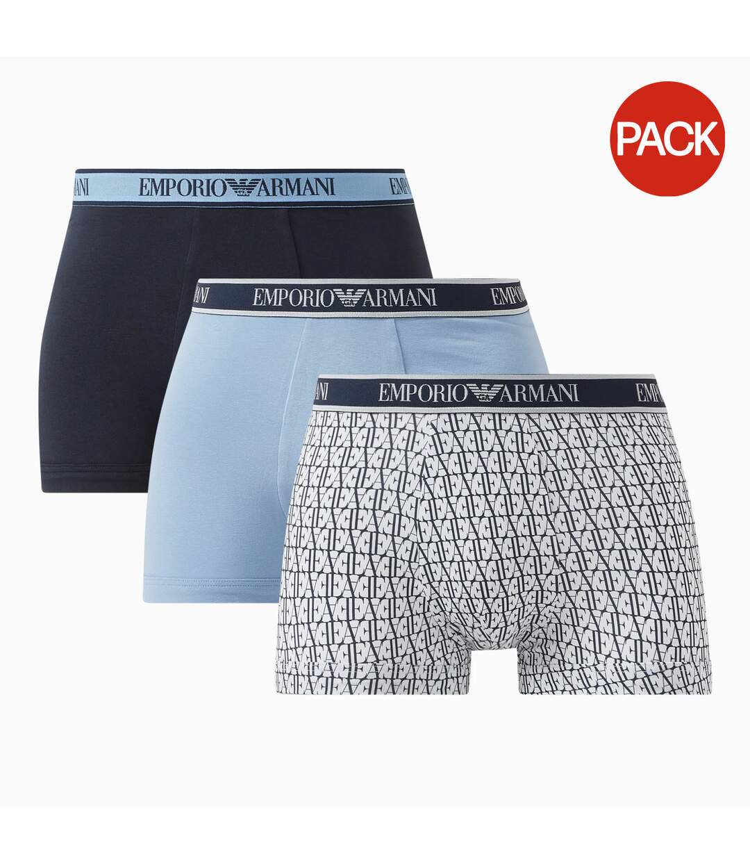 Boxers homme noir / blanc / bleu clair Armani-1