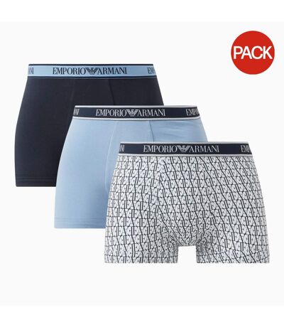 Boxers homme noir / blanc / bleu clair Armani