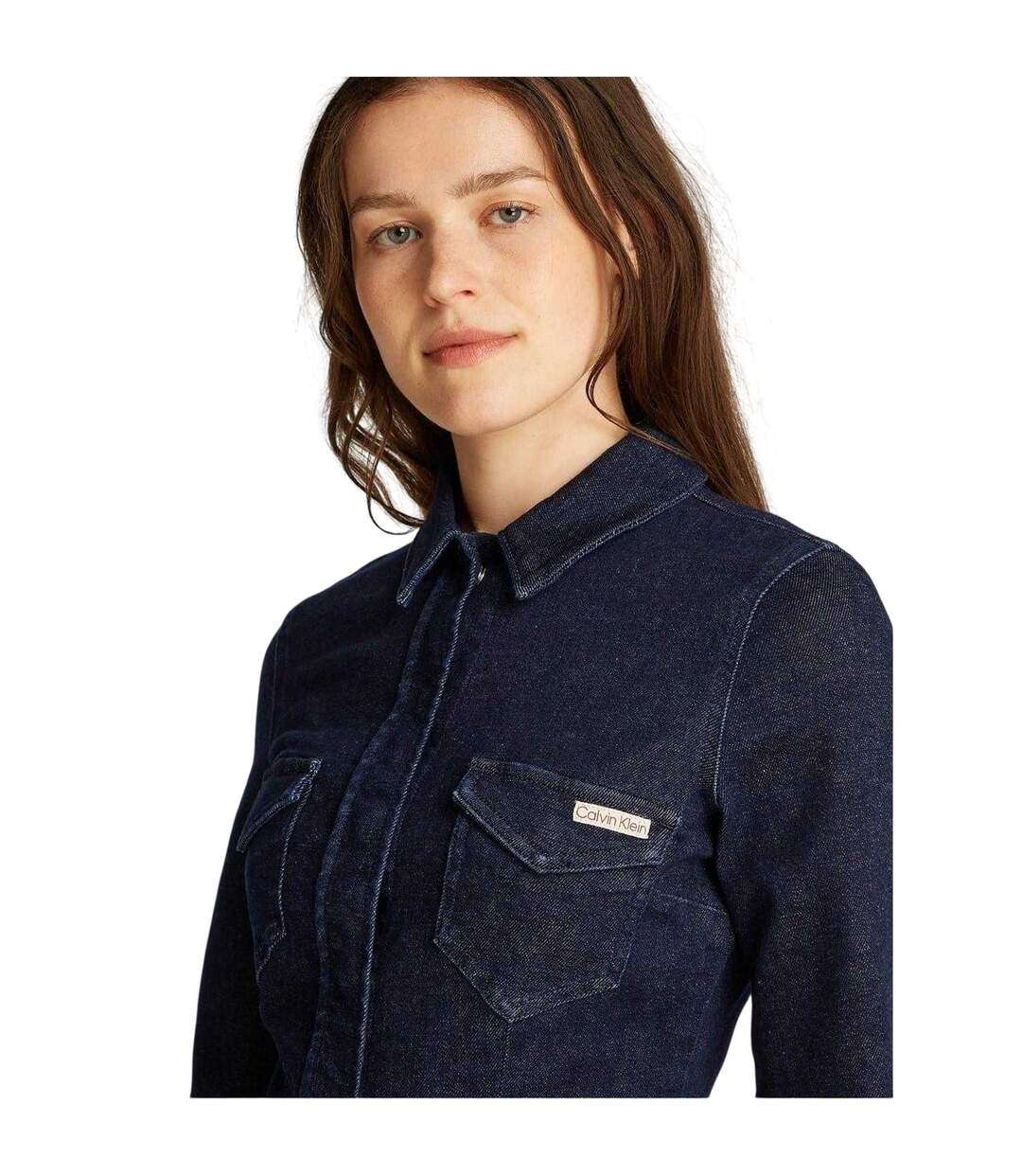 Robe Chemisier Courte Femme Bleu Foncé Calvin Klein-4