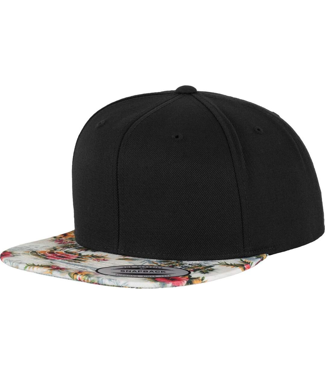 Casquette ajustable imprimée homme noir/floral menthe Yupoong-1