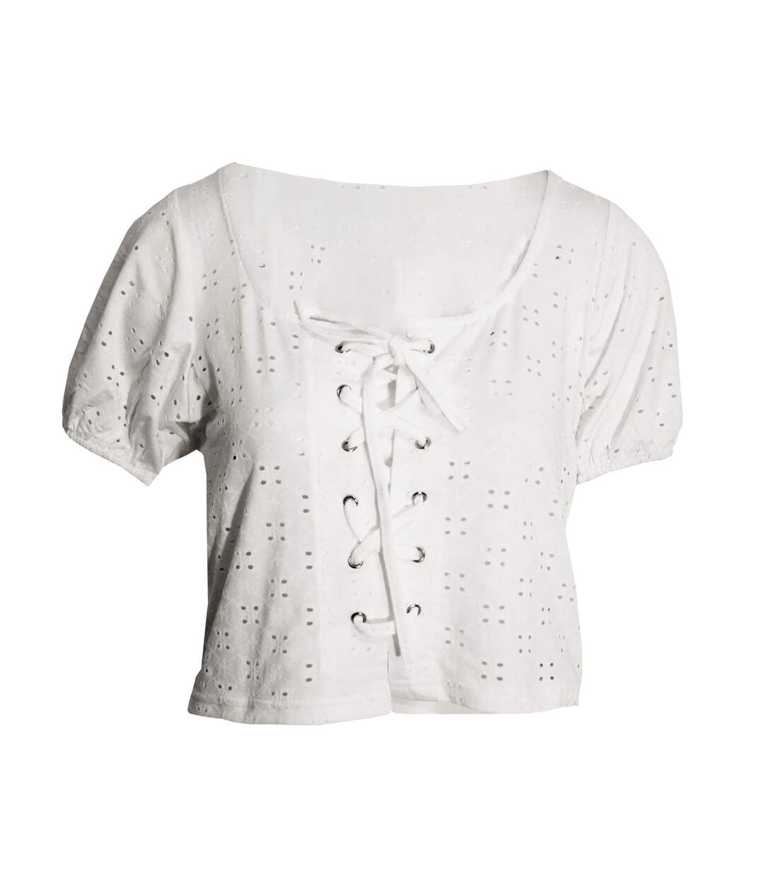 Tessa broderie anglaise lace-through top femme/ladies blanc Brave Soul