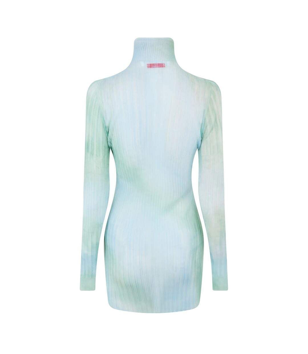 Robe Courte Manches Longues Motif/style Tie-dye Femme Bleu Clair Off White-2