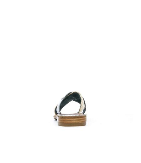Claquettes croisées noires femme chattawak brana