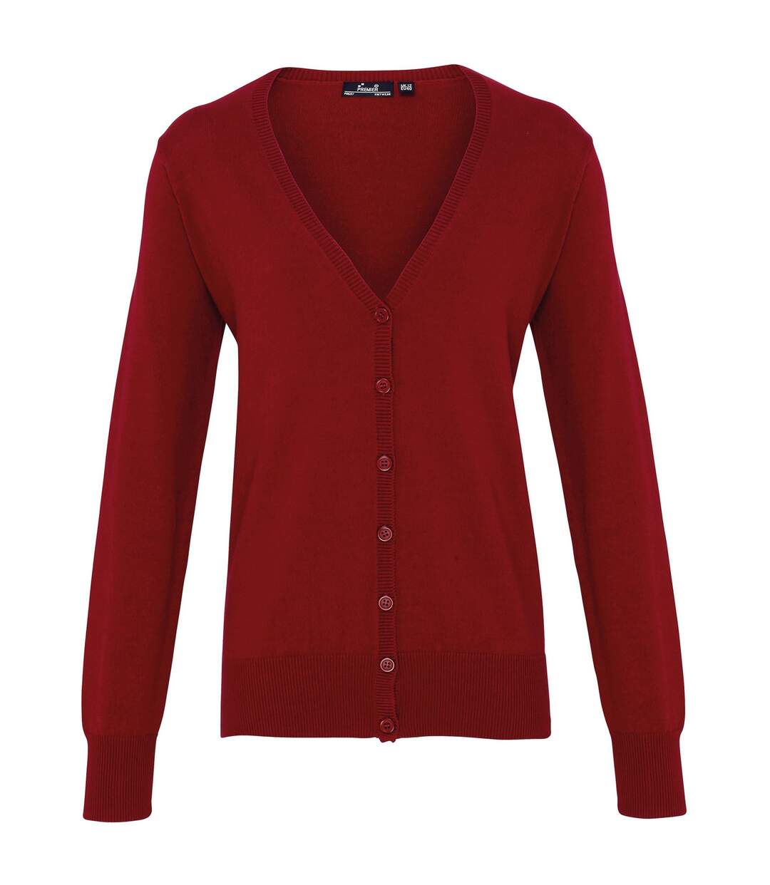 Premier Womens/Ladies Button Through Long Sleeve V-neck Knitted Cardigan (Burgundy) - UTRW1133-1