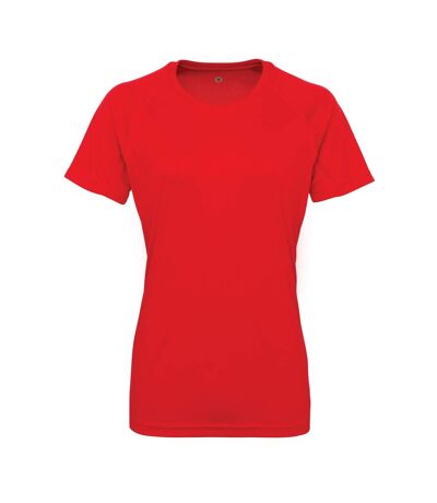 Womens/ladies panelled crew neck t-shirt fire red Tri Dri