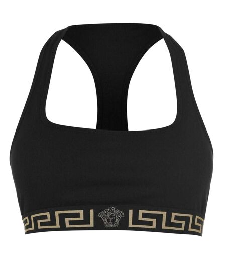 Womens/ladies Greek Key Sports Bra Black Versace