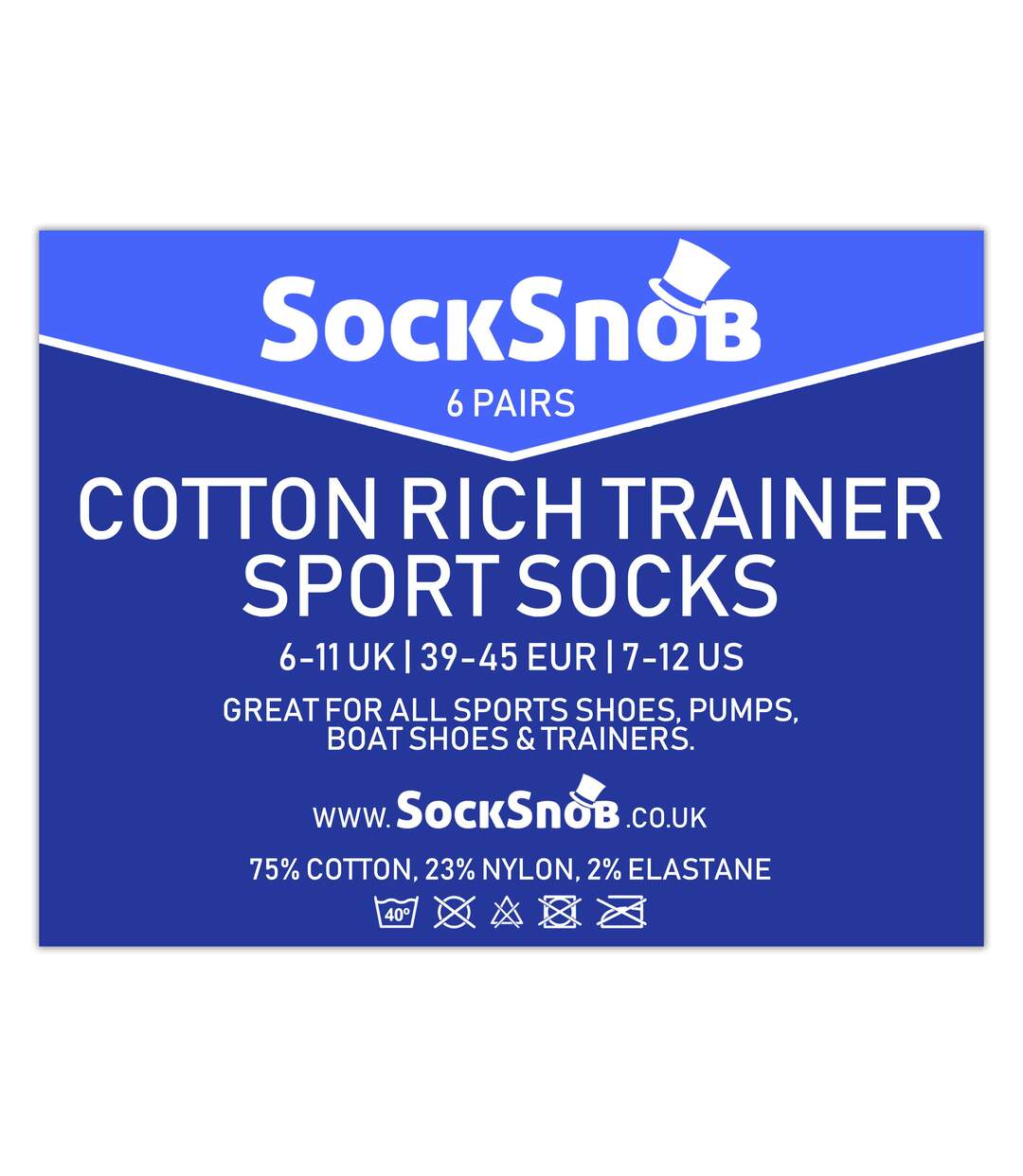 SOCK SNOB 6 Pk Mens Cotton / Trainer Socks-2