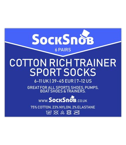 SOCK SNOB 6 Pk Mens Cotton / Trainer Socks