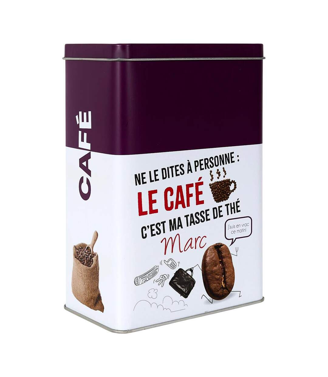 Boîte à Café en Métal Ludique 18cm Violet-1