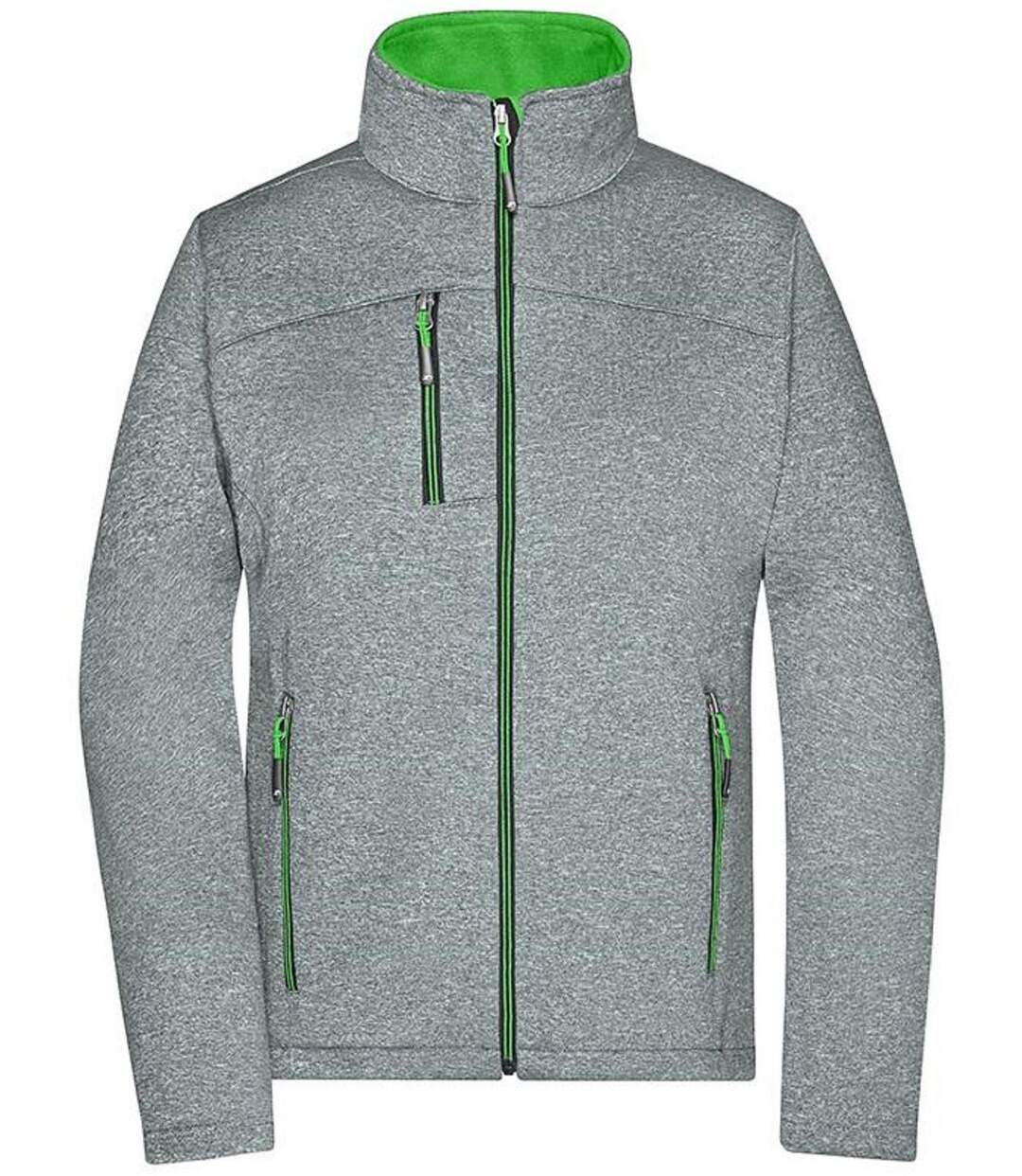 Veste softshell - Femme - JN1147 - gris chiné et vert