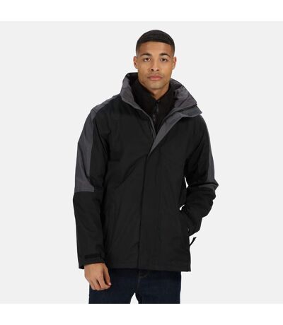 Regatta Mens Defender III 3-in-1 Waterproof Windproof Jacket / Performance Jacket (Black/Seal Grey) - UTRG1597