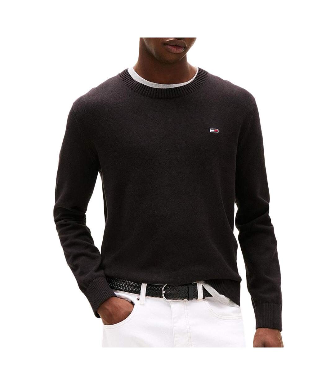 Pull noir homme tommy jeans ess light - l-1