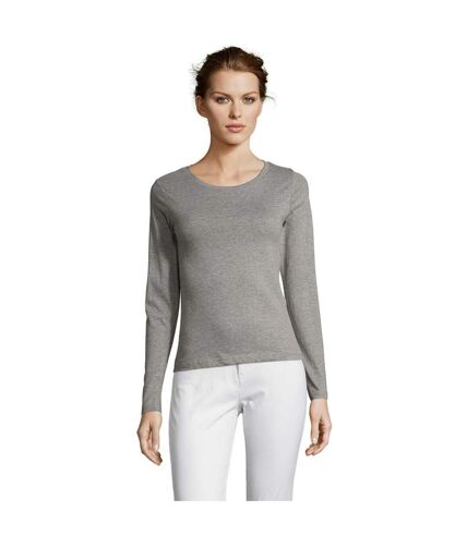 SOLS Womens/Ladies Majestic Long Sleeve T-Shirt (Gray Marl)