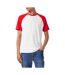 T-shirt Raglan Contrasté Pour Hommes Blanc Rouge Build Your Brand-1