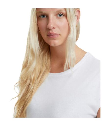 Womens/ladies Extended Shoulder Regular T-shirt White New Morning Studios