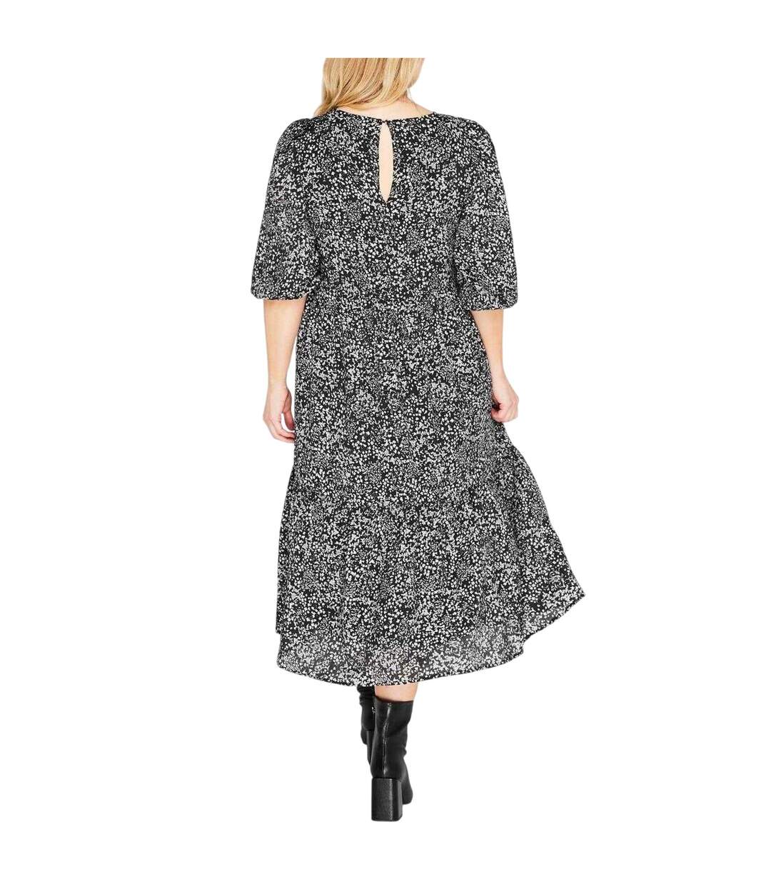 Robe Mi-longue Femme Femme Noir Imprimé Select-3
