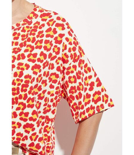 T-shirt manches courtes léopard fluo