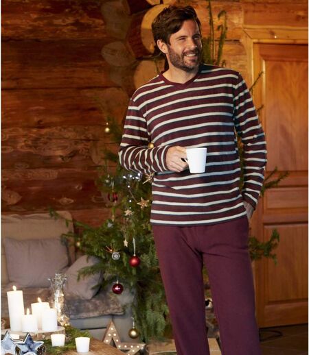 Men's Burgundy Microfleece Pyjamas