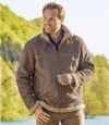 Men's Brown Sherpa-Lined Faux-Suede Jacket - Full Zip Atlas For Men