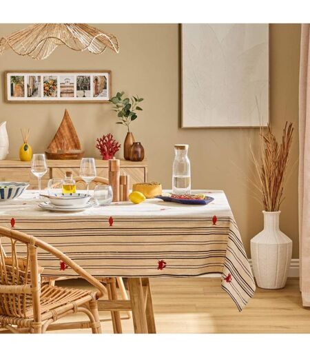 Nappe Brodée Océania 150x250cm Beige