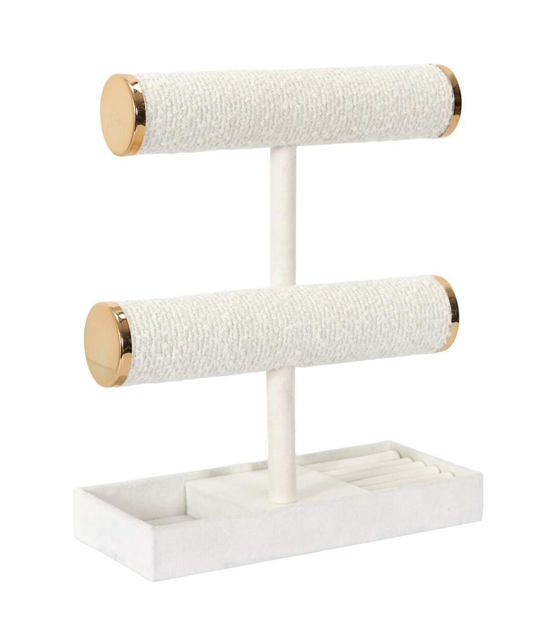 Porte Bijoux Double Bouclette 27cm Blanc-1