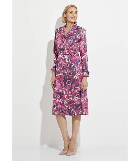 Robe boutonnée col tailleur mi longue imprimée