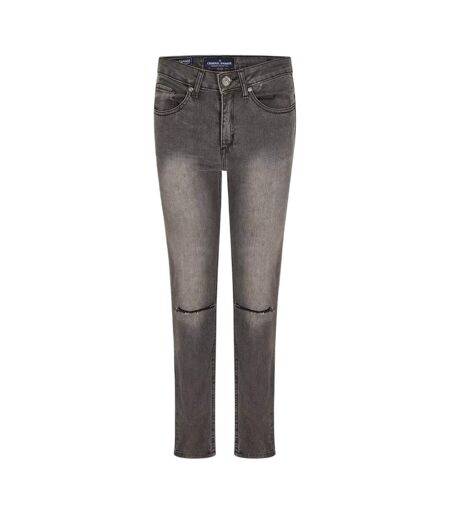 Womens/ladies Sos Ripped Skinny Jeans Grey Criminal Damage