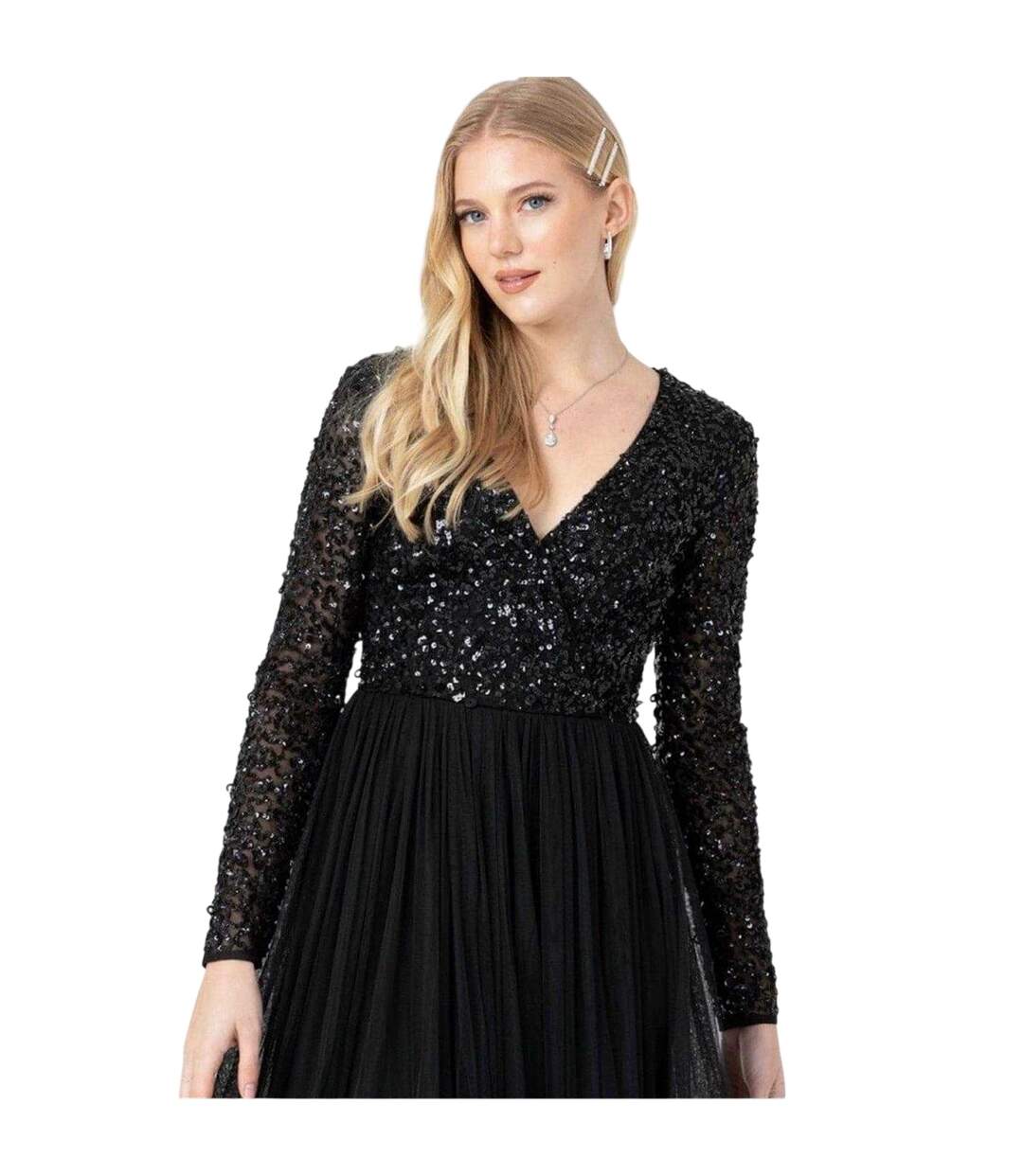 Blouse Manches Longues Motif/style Paillette Femme Noir Maya Deluxe-3