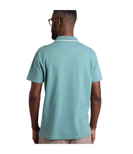 Mens powell organic cotton textured polo shirt mineral blue Weird Fish