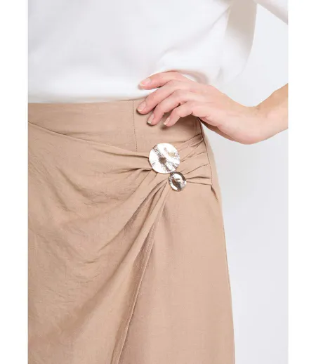 Jupe portefeuille détail métal bijou