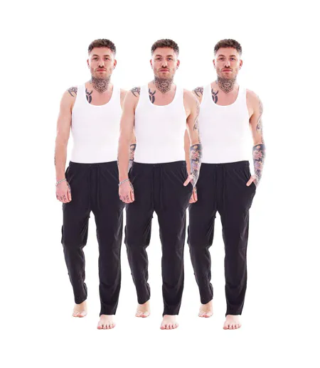 Pack Of 3  Mens Lounge Pants  Black Navy Grey Keanu