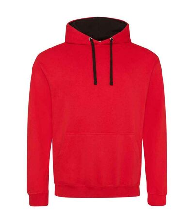 Womens/ladies varsity hoodie fire red/jet black Awdis