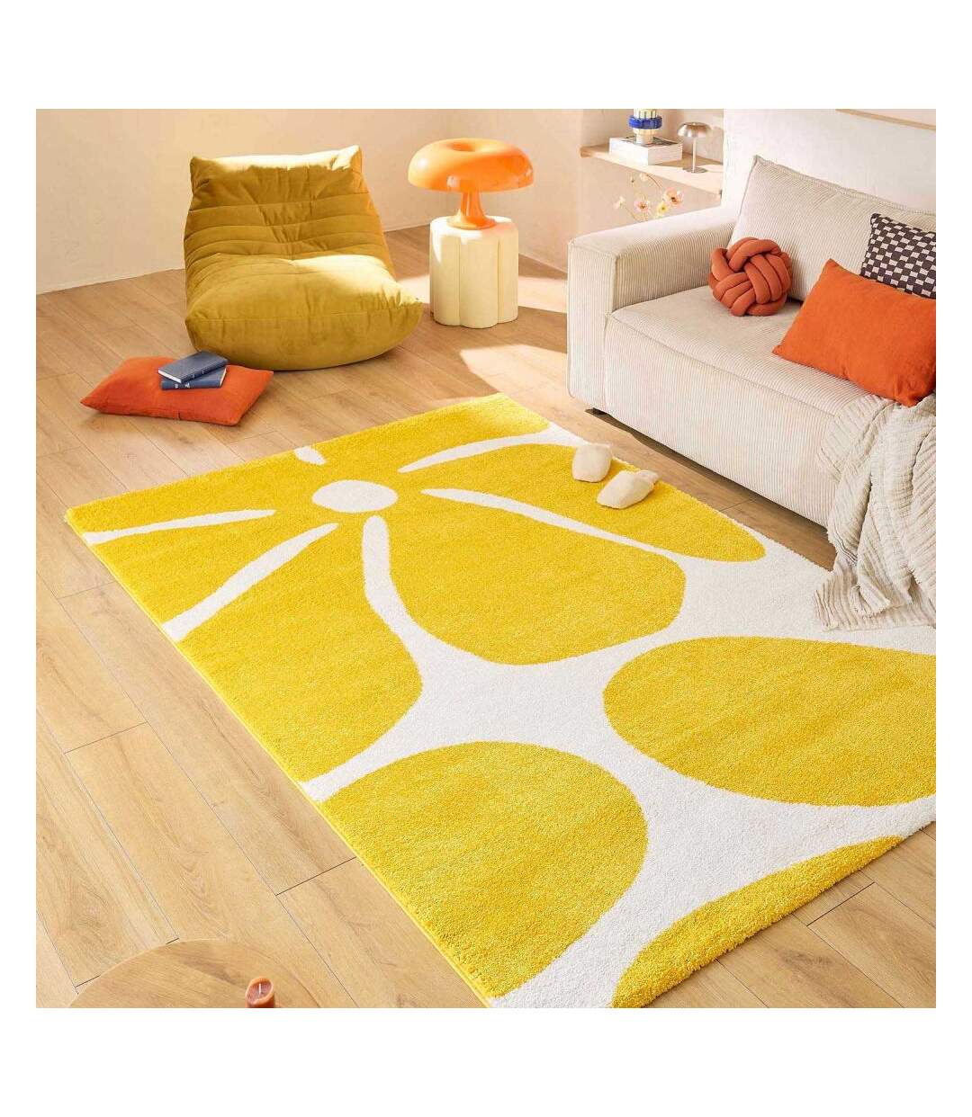 Tapis intérieur à poils longs Swing 385 jaune 200 x 280 cm