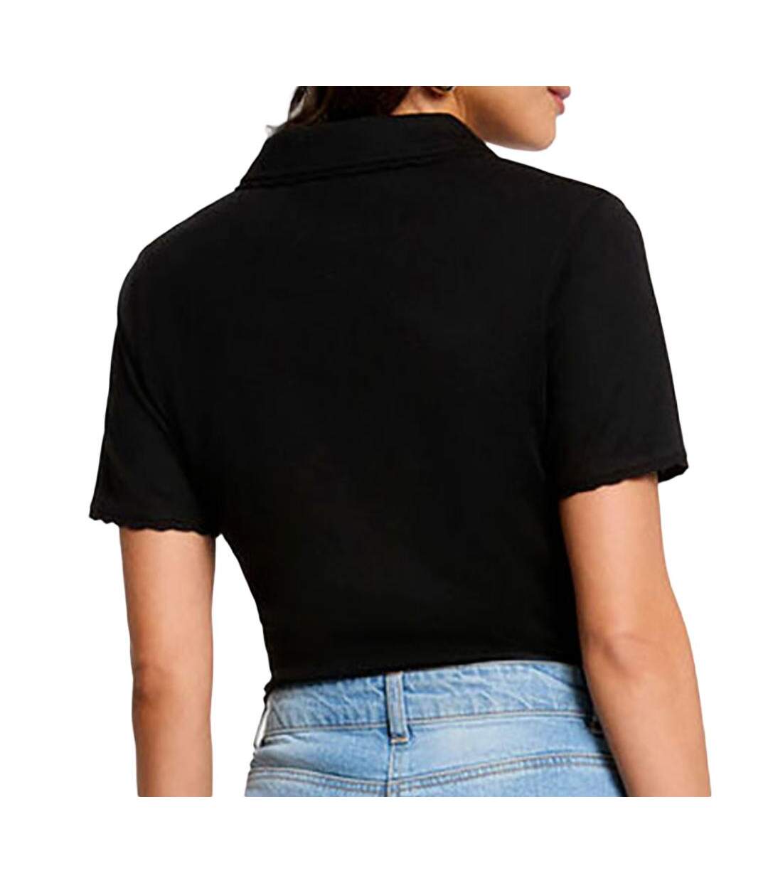Polo noir femme morgan broderie-2